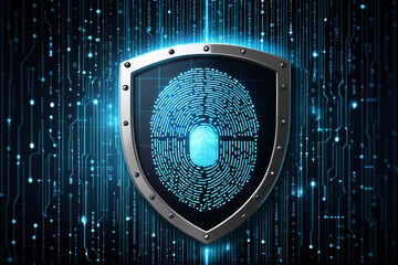 A glowing shield with binary code, symbolizing data security in cyberspace