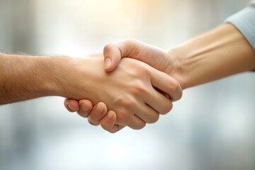 close-up view hands of agent and client shaking hands after signed contract buy new apartment