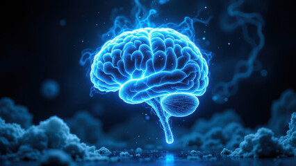 Futuristic digital representation of artificial intelligence with human-like brain structure.