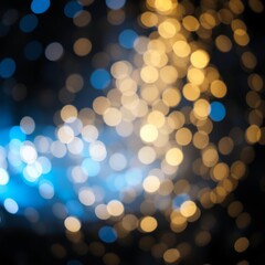 Fototapeta premium Background of abstract glitter lights blue gold and black de focused banner Bokeh light lights background bokeh abstract light bright effect shiny