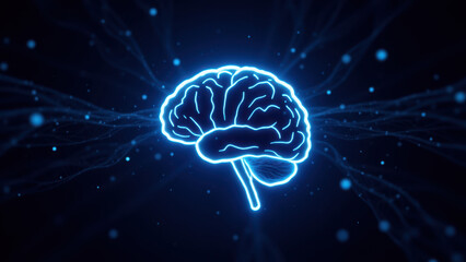Illustration of a human brain with glowing neural network lines, symbolizing artificial intelligence or advanced cognition.