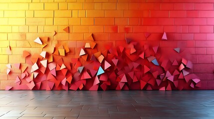 Abstract Triangular Wall Art Installation In Warm Tones
