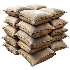 Pile of cement bag isolated on transparent background
