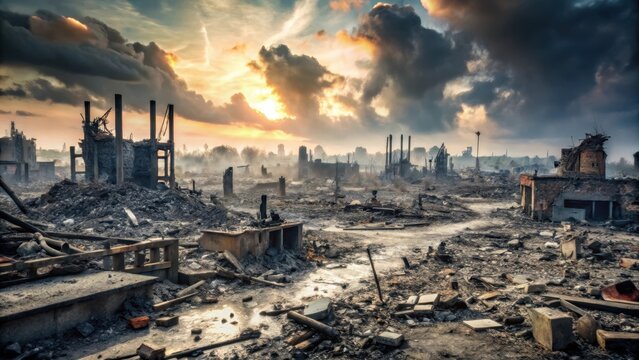 Blackened Landscape After Blast , explosion, ruin,  explosion, ruin