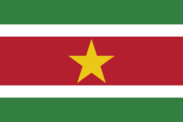Flag of Suriname. Suriname  flag official colors and proportion digital vector illustration