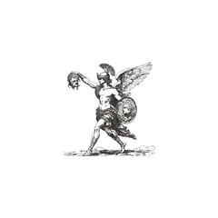 Fototapeta premium Perseus greek mythology design vector template logo illustration