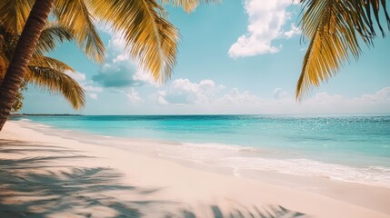 tropical beach and ocean. Selective focus
