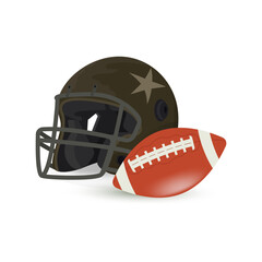 American football helmet and ball vector illustration