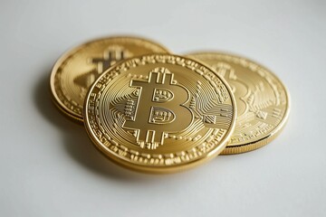 bitcoin on isolated white background
