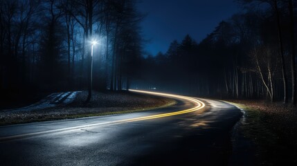 illumined road at night