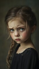 Fototapeta premium a sad little girl that has been crying