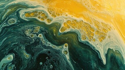 Yellow and Green Liquid Close-Up