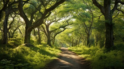 Fototapeta premium greenery lush trees