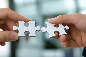 holding puzzle pieces together with precision in an office setting