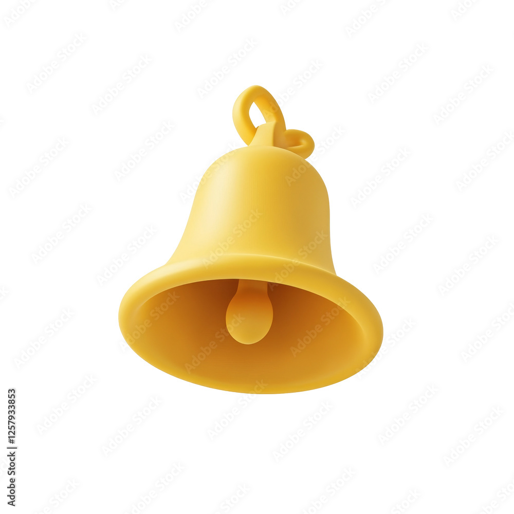 Poster yellow bell with clapper and loop for hanging or decoration showcasing a simple elegant design