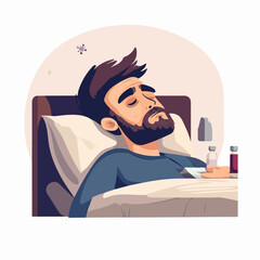 Obraz premium Illustration of a sick person. Flu. Disease.