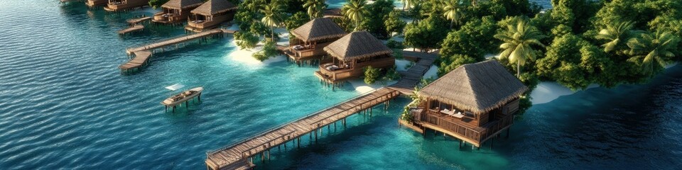 Obraz premium bungalow on the ocean. Selective focus