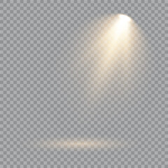 Concert spotlights and professional stage lighting effects with bright beams and dramatic illumination. A vector set of realistic studio lights, perfect for event productions and photography setups