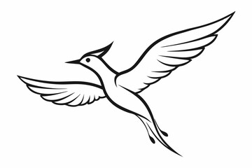 woodpecker silhouette vector illustration,cute woodpecker geometric line art symbol icon on white background.