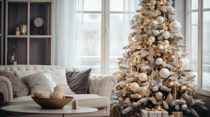 close christmas tree in living room