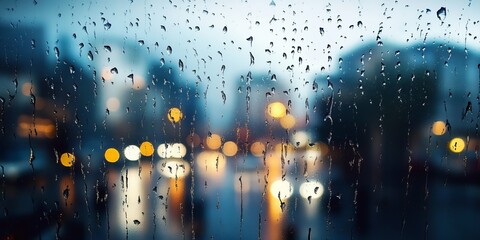 Rainy Window Blur: A cool, grey blurred background with the effect of raindrops on a window, creating a moody and contemplative atmosphere.