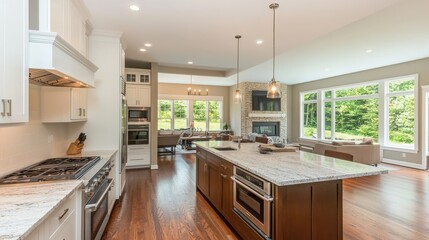 Fototapeta premium Minimalist Home with Modern Built-In Kitchen Appliances