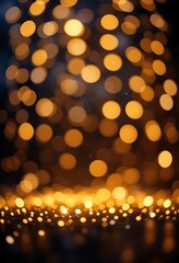Elegant Bokeh Lights: A Symphony of Golden Circles in the Dark Night