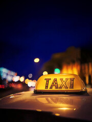 Taxi With Yellow Logo Waiting