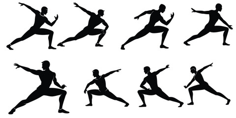 Obraz premium Lunge exercise for man black silhouette 