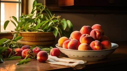 plums kitchen counter fruit