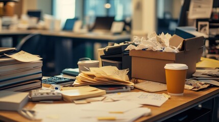 Overwhelmed Workspace - A Messy Office Desk