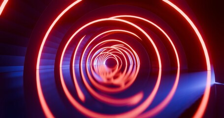 Futuristic architecture background neon arch tunnel 3d render