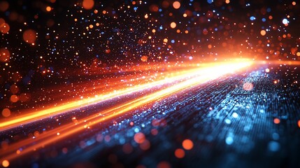 Fototapeta premium Glowing energy trail, futuristic abstract background, speed, light