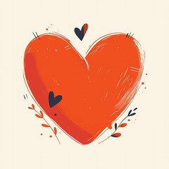 Hand-drawn simple heart line with a curved tail, isolated on a white background. Minimalist black thin line doodle love symbol, perfect for wedding invitation card design, greeting card, or romantic e