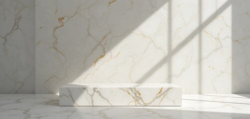 Elegant Marble Product Display Podium with Natural Light and Shadow Effects
