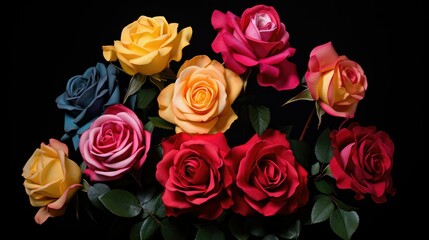 Obraz premium bouquet rose on black background
