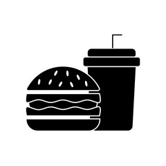 Fast Food Unhealthy Diet Icon. Vector Linear Illustration of Burger and Soda. Fast Food Unhealthy Diet in Line Style Design. Burger and Soda Symbol.
