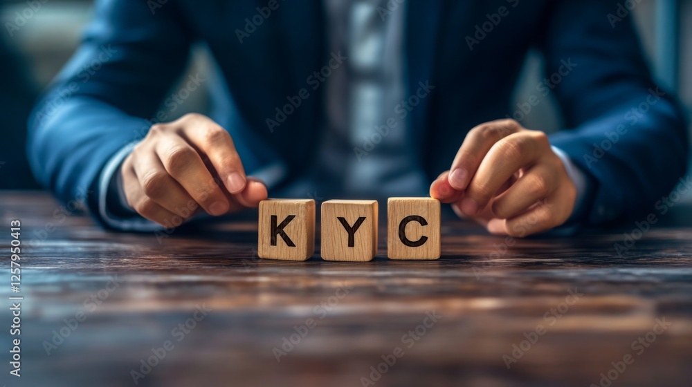 Aufkleber a person arranging wooden blocks that spell 