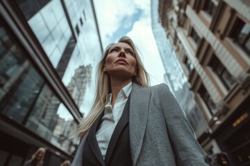 Fototapeta premium Woman Looking Up at Sky