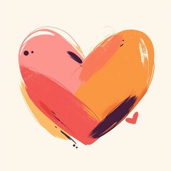 Hand-drawn simple heart line with a curved tail, isolated on a white background. Minimalist black thin line doodle love symbol, perfect for wedding invitation card design, greeting card, or romantic e