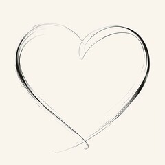 Hand-drawn simple heart line with a curved tail, isolated on a white background. Minimalist black thin line doodle love symbol, perfect for wedding invitation card design, greeting card, or romantic e