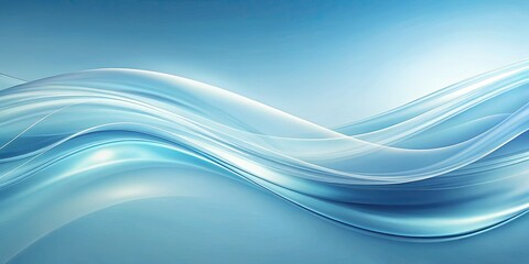 Fototapeta premium Fluid abstract background. Light blue gradient curves create a serene, AI-generated art piece.