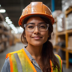 a woman construction worker in safety glasses