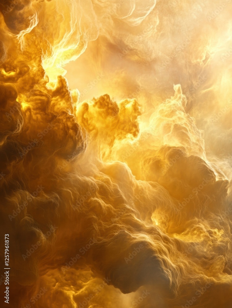 Aufkleber swirling clouds of yellow and gray in the ethereal atmosphere of venus illuminated by glowing sunlig