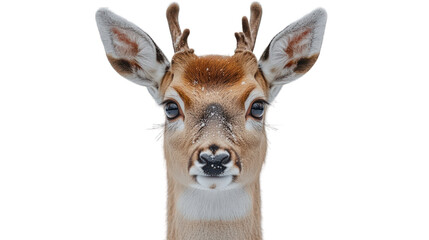 Fototapeta premium Portrait of a deer standing on a white background