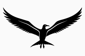 Fototapeta premium Monochrome Albatross Line Art Silhouette – Elegant Flying Bird Vector,Albatross Flying Silhouette Symbol Icon.