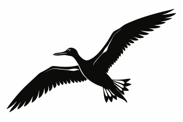 Monochrome Albatross Line Art Silhouette – Elegant Flying Bird Vector,Albatross Flying Silhouette Symbol Icon.