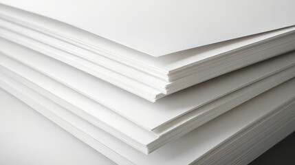 Stack of blank, white printer paper sheets