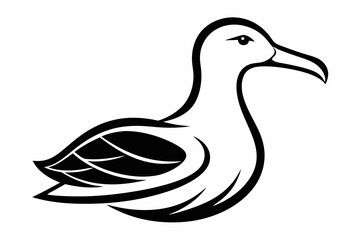 Monochrome Albatross Line Art Silhouette – Elegant Flying Bird Vector,Albatross Flying Silhouette Symbol Icon.