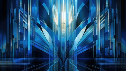 abstract blue art deco